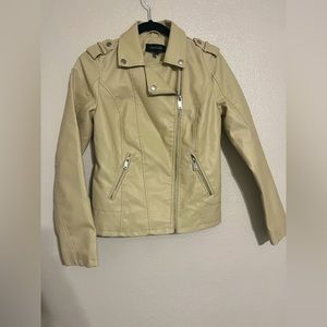 New Look Beige Faux Leather Jacket Size Small